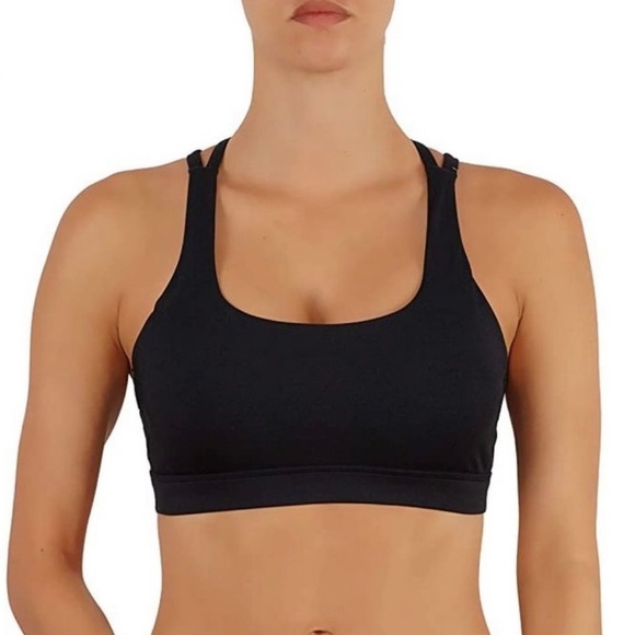 Crisscross Back Detail Black Sports Bra Removable Pads M - Picture 3 of 8